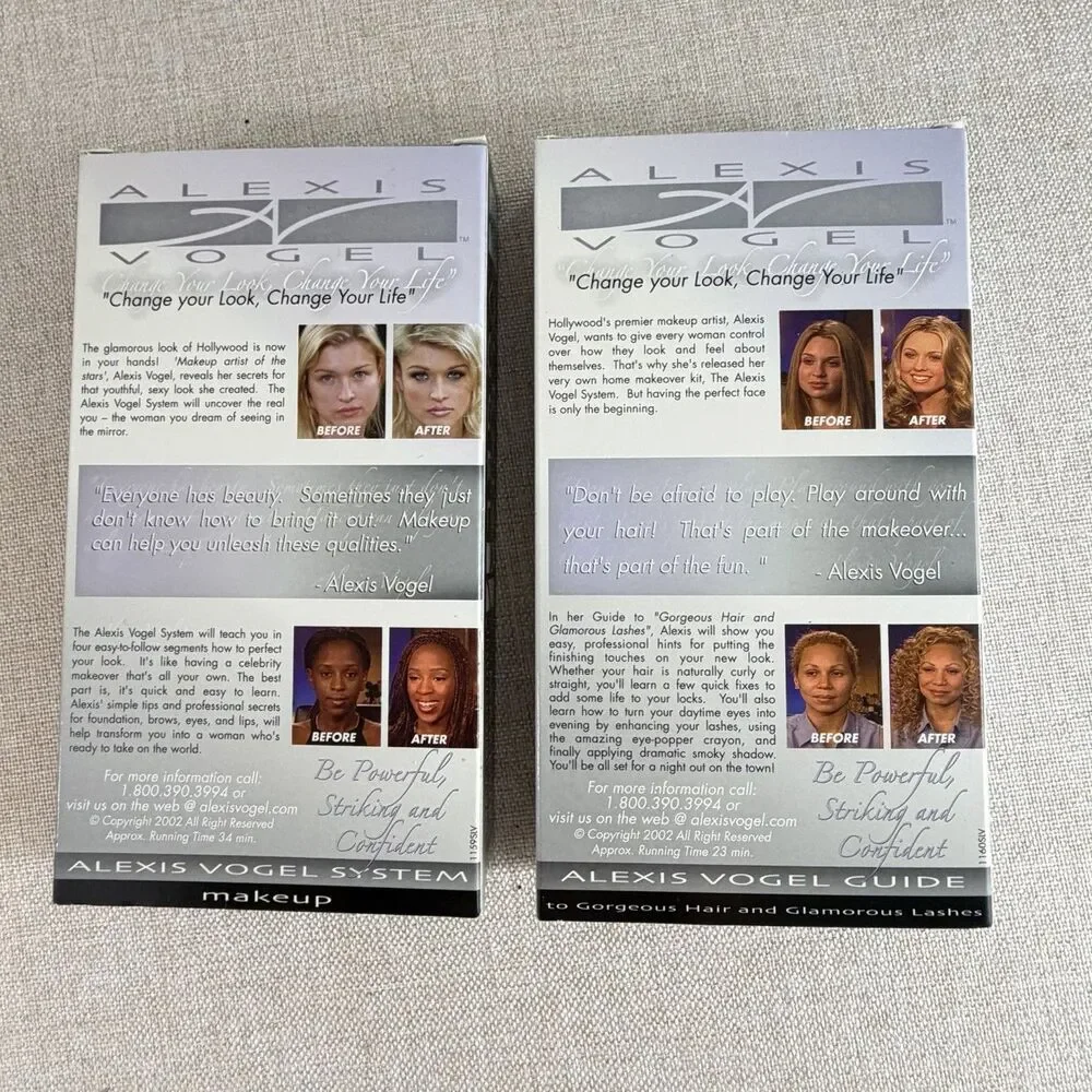 Alexis Vogel System Makeup Hair & Lashes Instructional VHS 2002 Set of 2 Rare